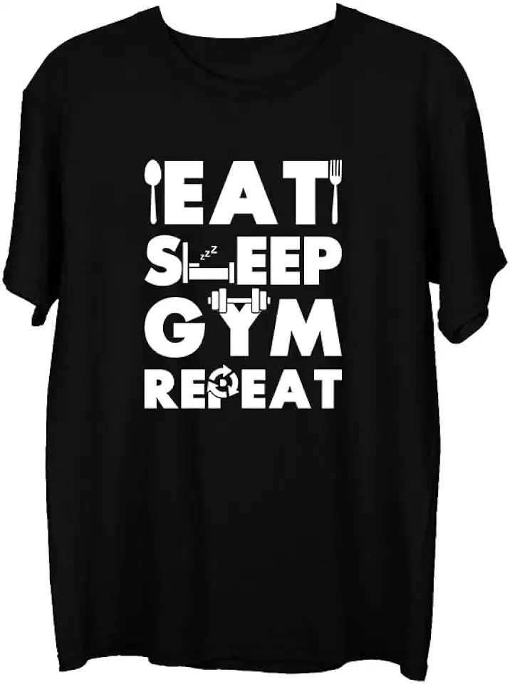 Wear Your Opinion Men's S to 5XL Premium Combed Cotton Printed Half Sleeve T-Shirt (Design : Gym Repeat)