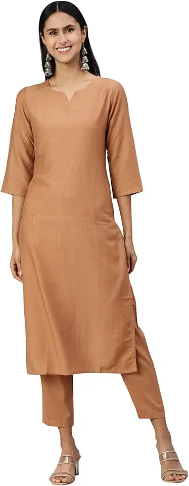 Hritika Brown Viscose Straight Pattern Kurtaset_(HRKB0133BRWN_XXL)