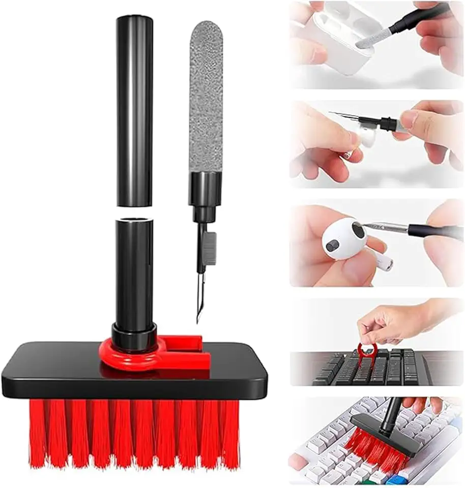 Sounce Cleaning Soft Brush Keyboard Cleaner 5-in-1 Multi-Function Computer Cleaning Tools Kit Corner Gap Duster Keycap Pul...