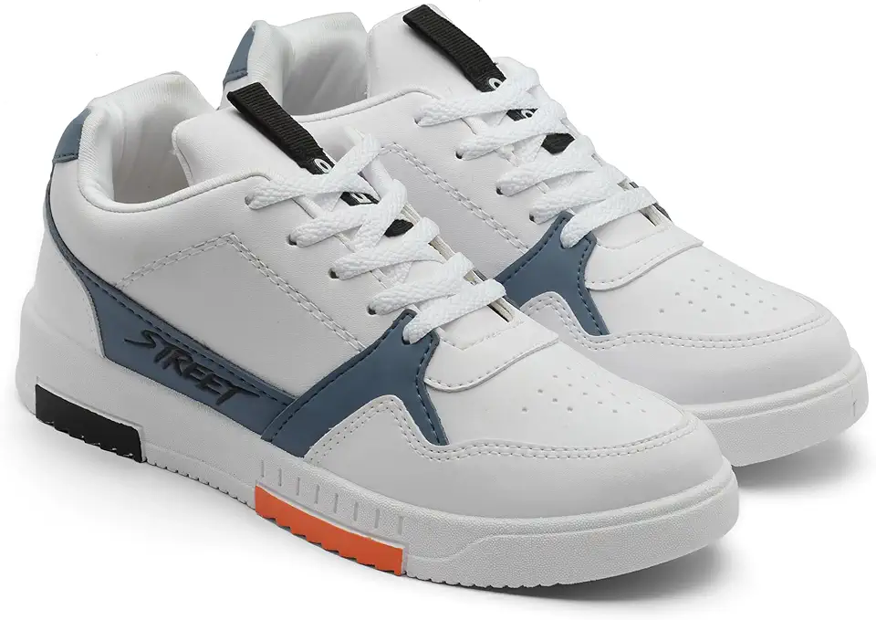 ASIAN Men's White Casual Sneaker Shoes with Synthetic Upper Lightweight Comfortable Mid Top Sneaker Shoes for Men's & Boy'...